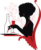 Silhouette of woman relaxing in restaurant