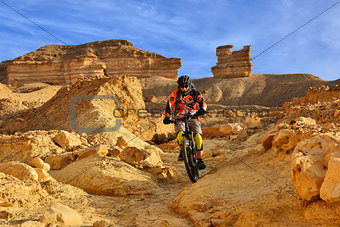 Mountain biker in a desert
