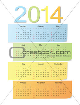 Color vector calendar 2014