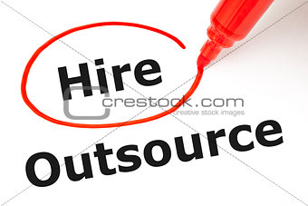 Hire or Outsource with Red Marker