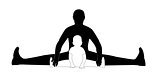 man and child sitting on the splits (silhouette)
