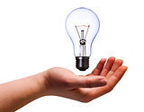 hand with lamp bulb