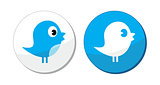 Social media blue bird vector labels