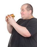 Fat Man Looks Lustfully at a Burger