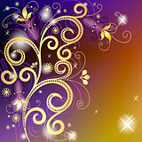 Gold and violet floral frame