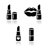 Lipstick vector icon set with reflections
