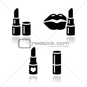 Lipstick vector icon set with reflections