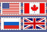 vector set of postage stamps with flags