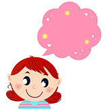 Little cute girl with pink dreaming bubble