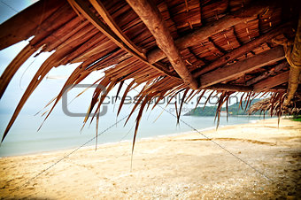 Asian thatch roof at the beach