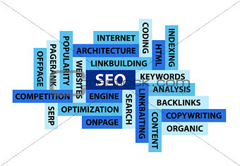 Abstract image composed from words related to SEO