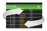 Airport Arrivals Board with arrows showing changes