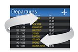 Airport departures Board with arrows