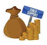 Bag with child support signs