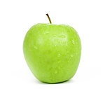 Single Green Apple isolated on a white background 