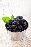 Small bucket of fresh blackberries