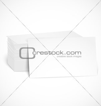 Pile of business cards with shadow template