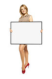 Attractive Woman Holding Up a Blank Sign