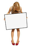Attractive Woman Holding Up a Blank Sign
