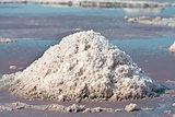 Salt pile in salt farm, India 