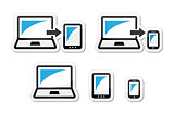 Responsive design - laptop, tablet, smarthone vector icons blue and black