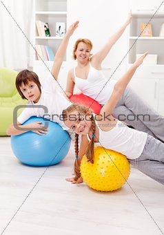 Healthy life concept with exercising people