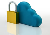 Cloud Technology Safety Concept with Cloud Sign and Padlock