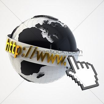 Internet Concept Illustration - Globe Coverered by Domain Bar La