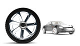 new wheel on shiny disks on a background a modern auto