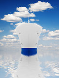 white modern ship in sea on a background cloudy sky
