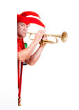 jester blowing trumpet