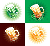 Four variation of beer tankards of st.Patrick holiday.