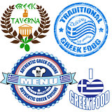 Set of authentic greek food stamp and labels