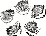 Decorative templates with dragon heads