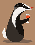 Old Badger tasting red wine.