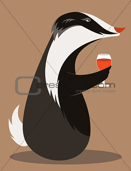 Old Badger tasting red wine.
