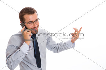 Business man speaking on cellphone