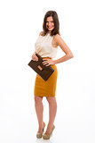 Business woman with brown purse