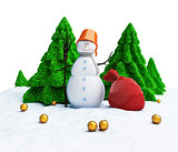 Snowman of Christmas trees