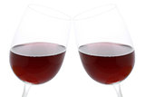 Clink glasses with red wine