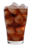 Cold cola in a glass with ice