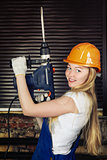 Beautiful Woman With Heavy Drill