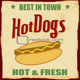 Vintage Hot dog grunge poster