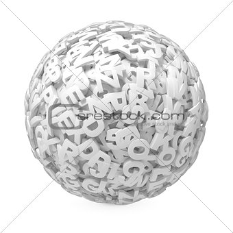 Ball from Letters on White Background.