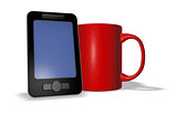 smartphone and mug
