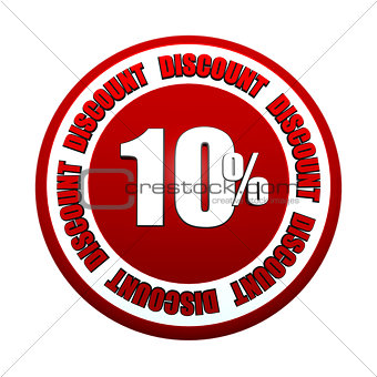 10 percentages discount 3d red circle label