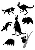 Vector image of silhouettes of australian animals