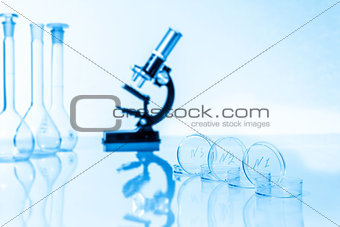 microscope and test tubes used in  laboratory
