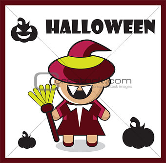 Halloween icon witch dracula card poster background