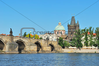 Prague. A view of the Charles Bridge and the Old Town